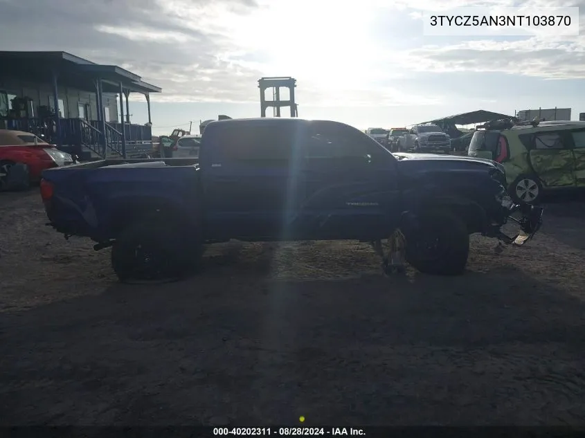 2022 Toyota Tacoma Sr V6/Sr5 V6/Trd Off Road/Trd Pro/Trd Sport VIN: 3TYCZ5AN3NT103870 Lot: 40202311