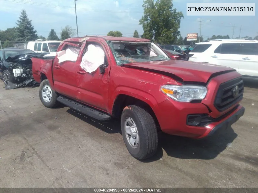 2022 Toyota Tacoma Sr V6 VIN: 3TMCZ5AN7NM515110 Lot: 40204993