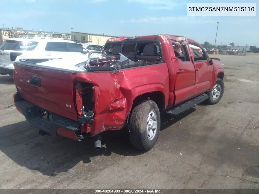 2022 Toyota Tacoma Sr V6 VIN: 3TMCZ5AN7NM515110 Lot: 40204993