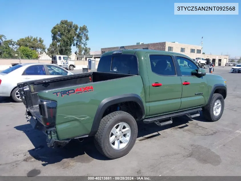 2022 Toyota Tacoma Trd Off Road VIN: 3TYCZ5AN2NT092568 Lot: 40213881