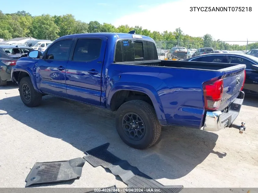 2022 Toyota Tacoma Sr5 V6 VIN: 3TYCZ5AN0NT075218 Lot: 40267845