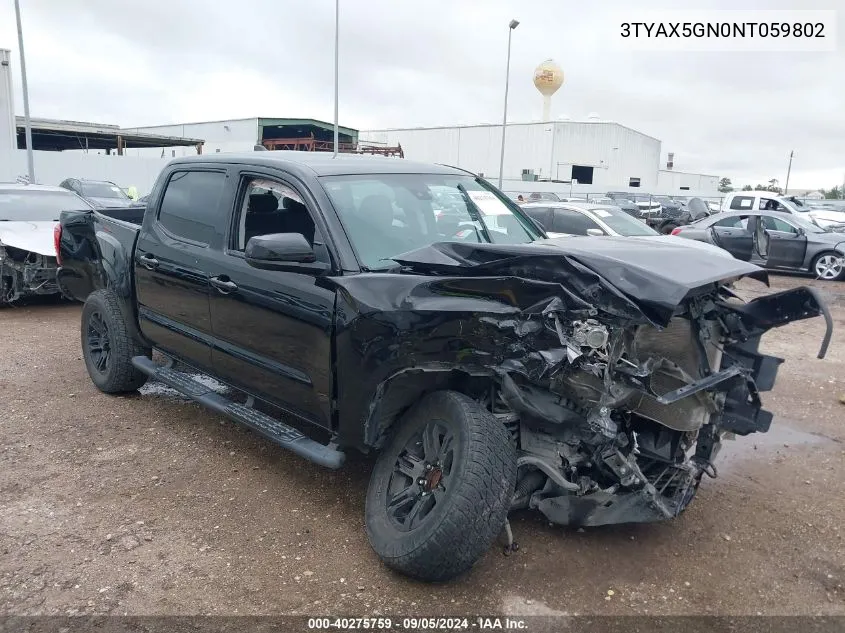 2022 Toyota Tacoma Double Cab/Sr/Sr5 VIN: 3TYAX5GN0NT059802 Lot: 40275759