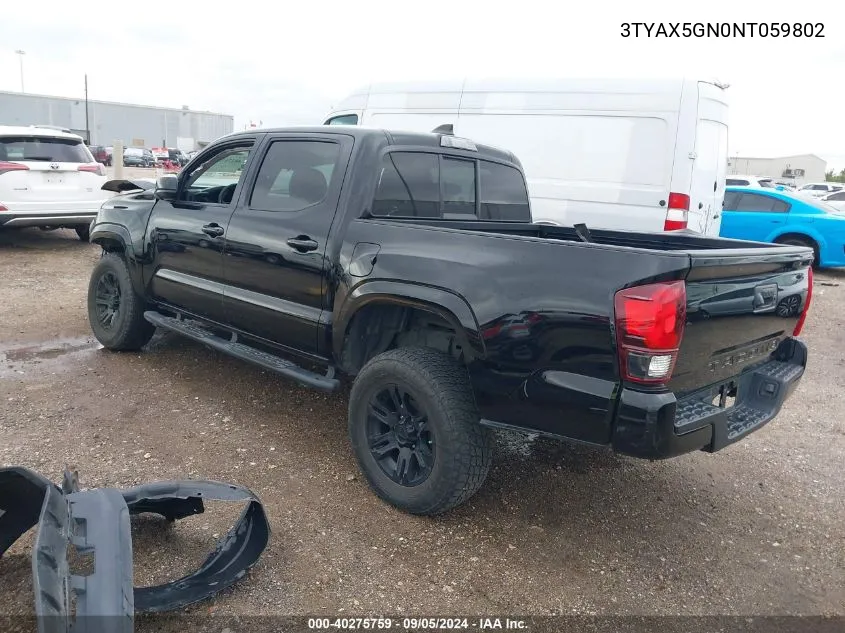 2022 Toyota Tacoma Double Cab/Sr/Sr5 VIN: 3TYAX5GN0NT059802 Lot: 40275759