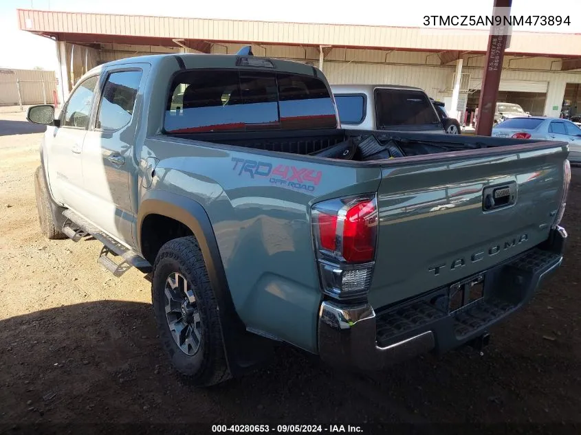 2022 Toyota Tacoma Double Cab/Sr/Sr5/Trd Spo VIN: 3TMCZ5AN9NM473894 Lot: 40280653