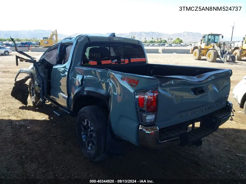 2022 Toyota Tacoma Double Cab/Sr/Sr5/Trd Spo VIN: 3TMCZ5AN8NM524737 Lot: 40344920