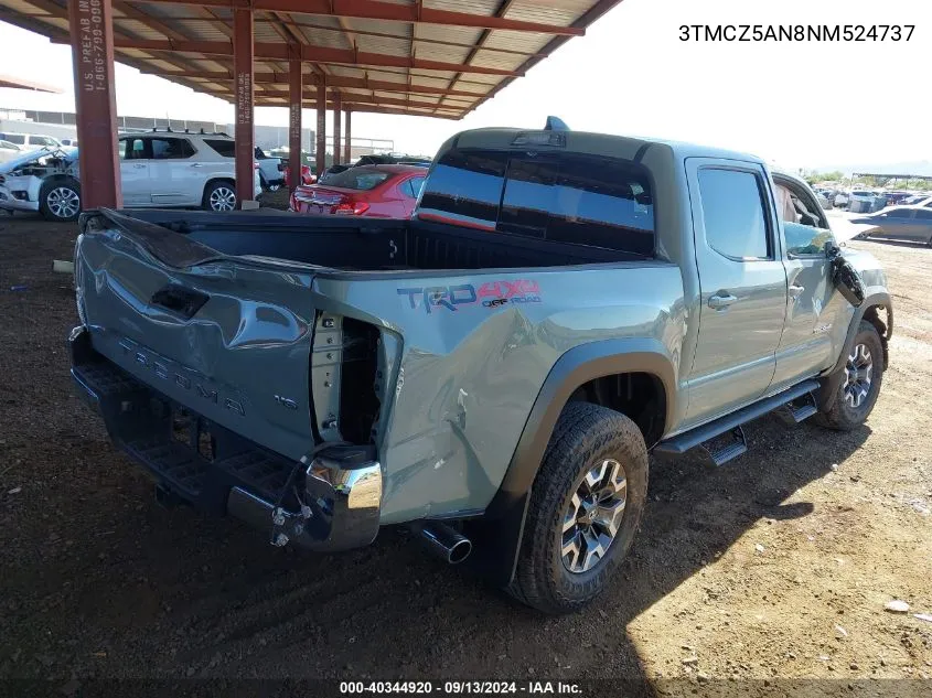 2022 Toyota Tacoma Double Cab/Sr/Sr5/Trd Spo VIN: 3TMCZ5AN8NM524737 Lot: 40344920