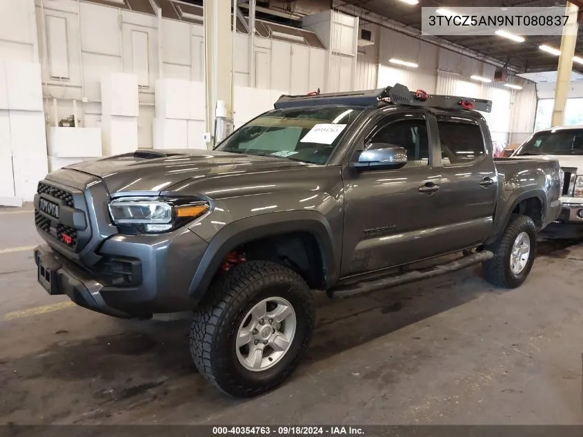 2022 Toyota Tacoma Double Cab/Sr/Sr5/Trd Spo VIN: 3TYCZ5AN9NT080837 Lot: 40354763