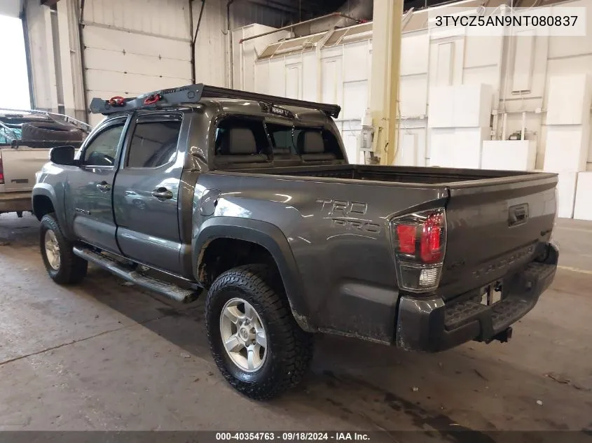 2022 Toyota Tacoma Double Cab/Sr/Sr5/Trd Spo VIN: 3TYCZ5AN9NT080837 Lot: 40354763