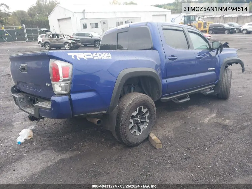 3TMCZ5AN1NM494514 2022 Toyota Tacoma Double Cab/Sr/Sr5/Trd Sport/Trd Off Road/Trd Pro