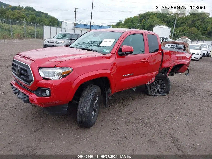 2022 Toyota Tacoma Sr5 V6 VIN: 3TYSZ5AN7NT103060 Lot: 40458149