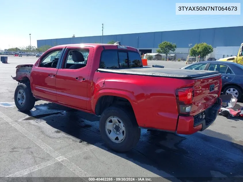 2022 Toyota Tacoma Sr VIN: 3TYAX5GN7NT064673 Lot: 40462285