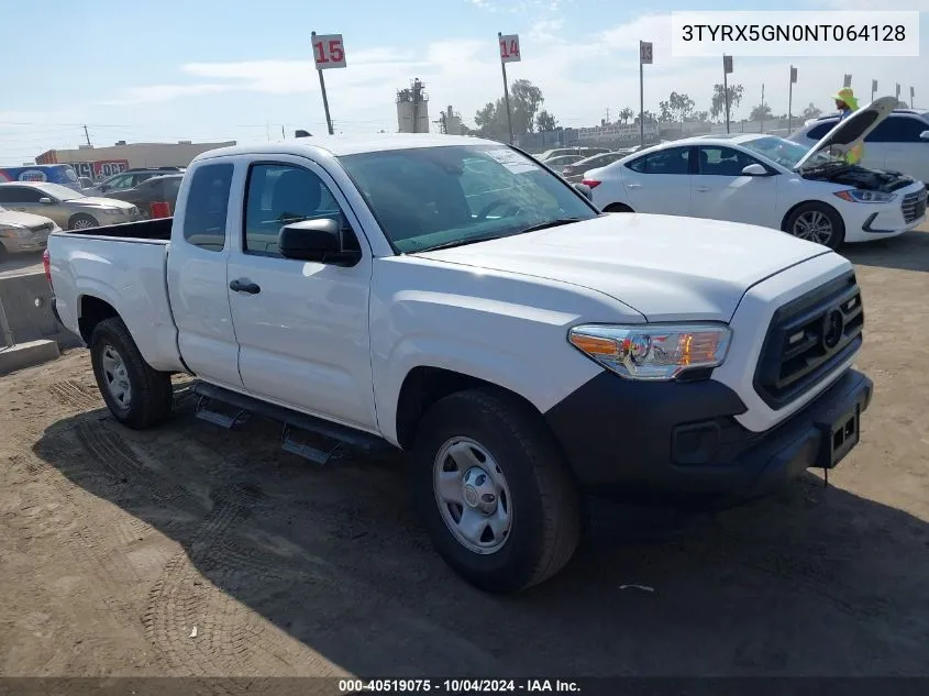 2022 Toyota Tacoma Sr VIN: 3TYRX5GN0NT064128 Lot: 40519075