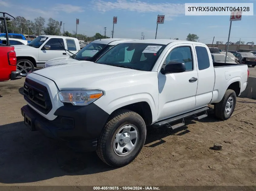 2022 Toyota Tacoma Sr VIN: 3TYRX5GN0NT064128 Lot: 40519075