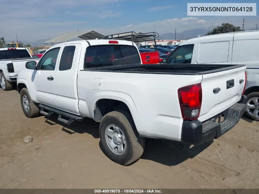 2022 Toyota Tacoma Sr VIN: 3TYRX5GN0NT064128 Lot: 40519075