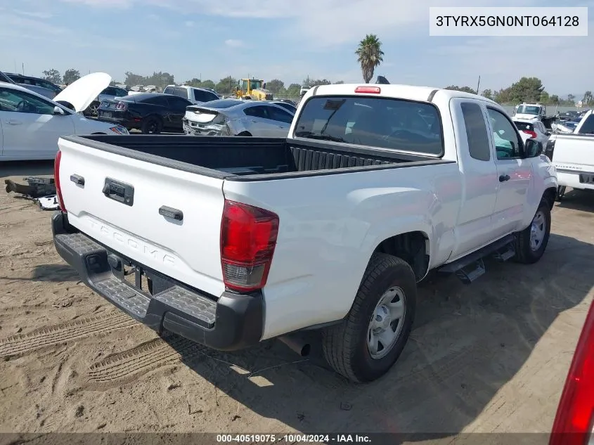 2022 Toyota Tacoma Sr VIN: 3TYRX5GN0NT064128 Lot: 40519075