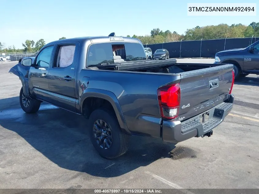 2022 Toyota Tacoma Sr5 V6 VIN: 3TMCZ5AN0NM492494 Lot: 40575997