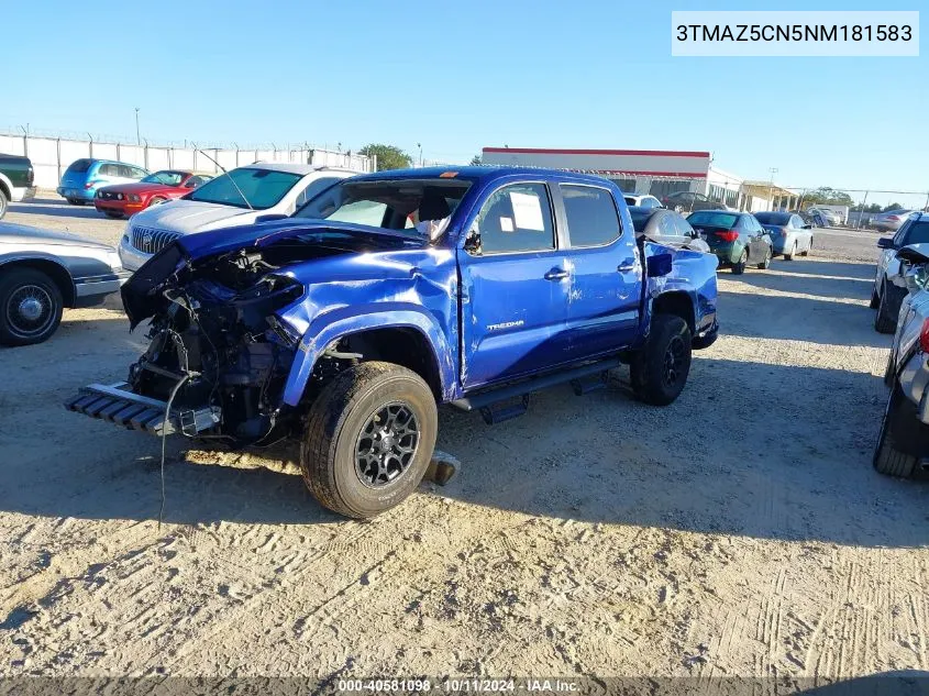 2022 Toyota Tacoma Sr5 V6 VIN: 3TMAZ5CN5NM181583 Lot: 40581098