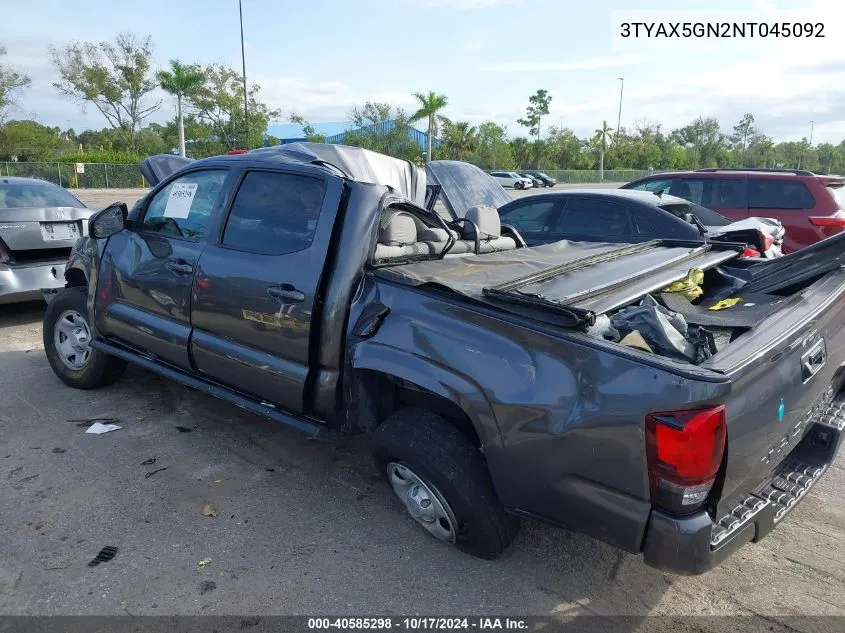 2022 Toyota Tacoma Sr VIN: 3TYAX5GN2NT045092 Lot: 40585298