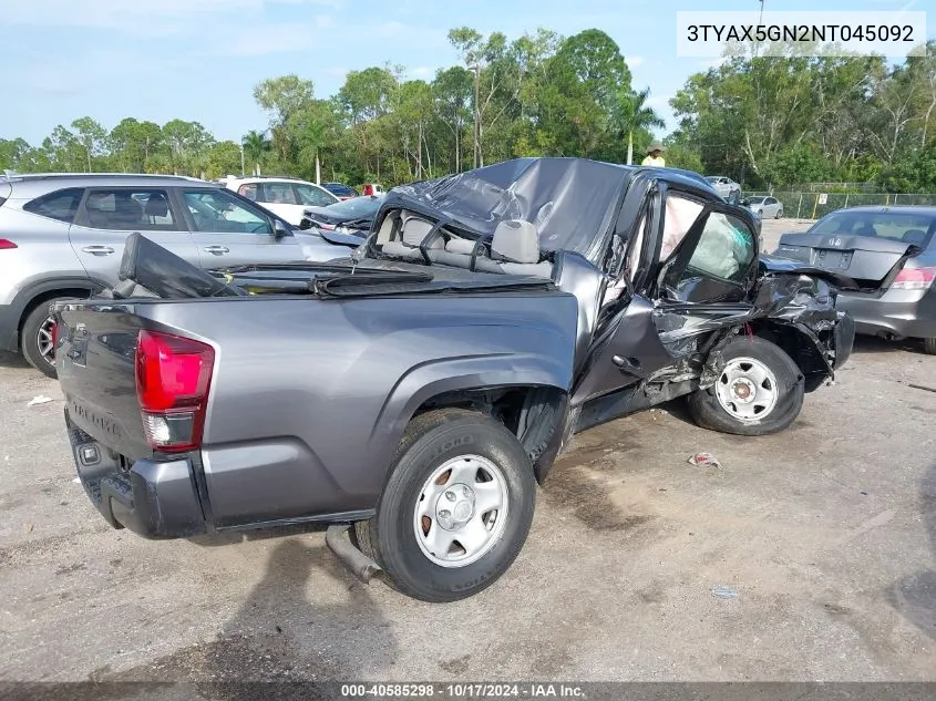 2022 Toyota Tacoma Sr VIN: 3TYAX5GN2NT045092 Lot: 40585298