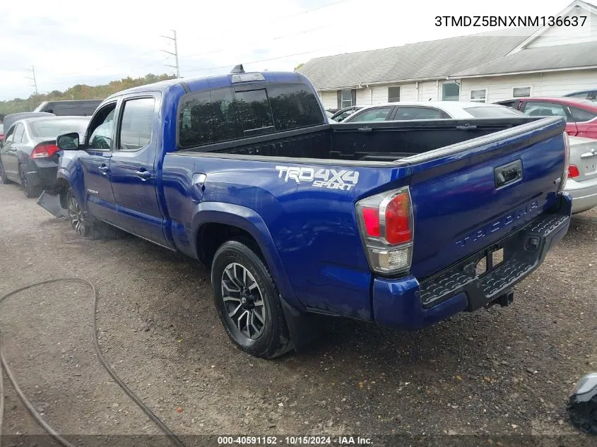 2022 Toyota Tacoma Trd Sport VIN: 3TMDZ5BNXNM136637 Lot: 40591152