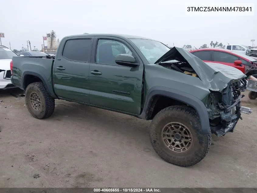 2022 Toyota Tacoma Sr5 V6 VIN: 3TMCZ5AN4NM478341 Lot: 40605655