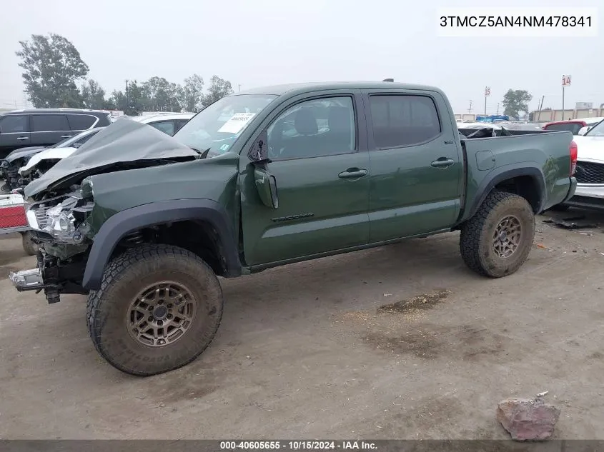 2022 Toyota Tacoma Sr5 V6 VIN: 3TMCZ5AN4NM478341 Lot: 40605655