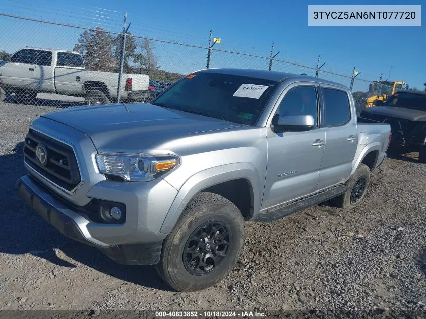 2022 Toyota Tacoma Sr5 V6 VIN: 3TYCZ5AN6NT077720 Lot: 40633852