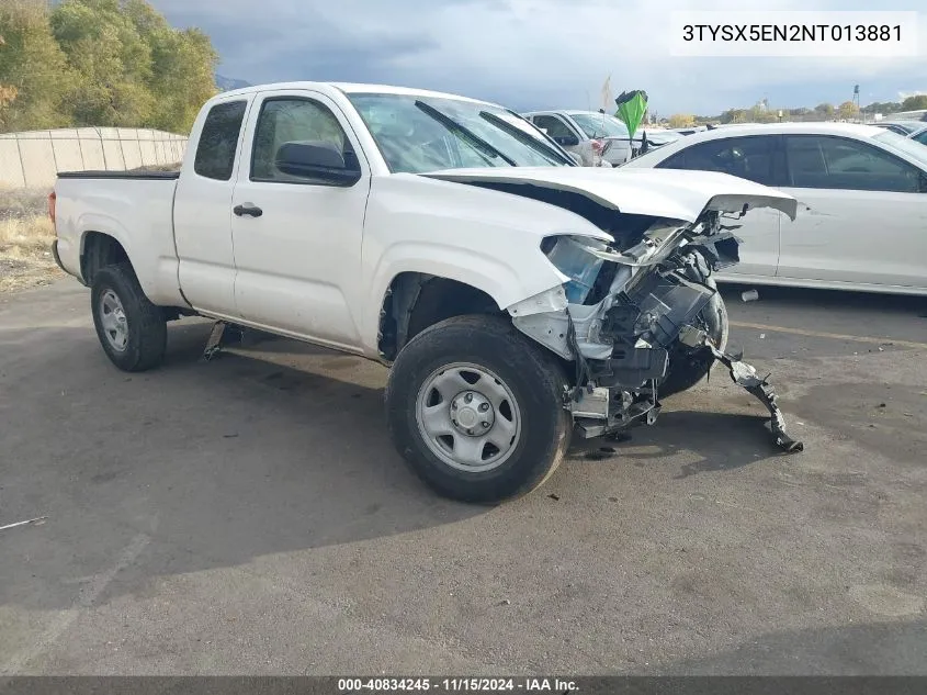 2022 Toyota Tacoma Sr VIN: 3TYSX5EN2NT013881 Lot: 40834245