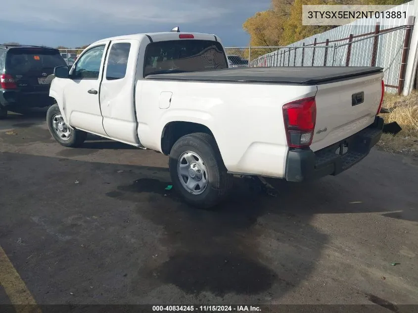 2022 Toyota Tacoma Sr VIN: 3TYSX5EN2NT013881 Lot: 40834245