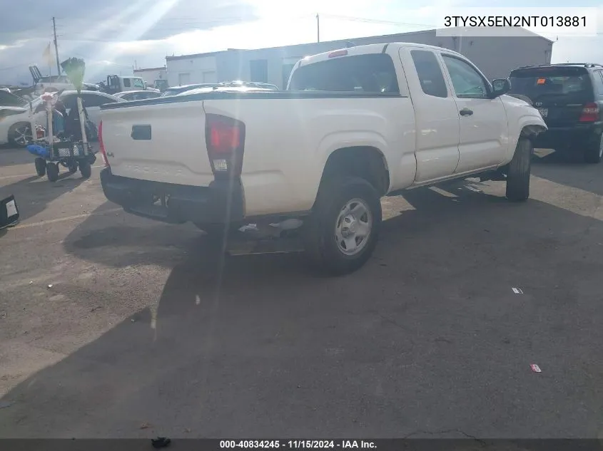 2022 Toyota Tacoma Sr VIN: 3TYSX5EN2NT013881 Lot: 40834245