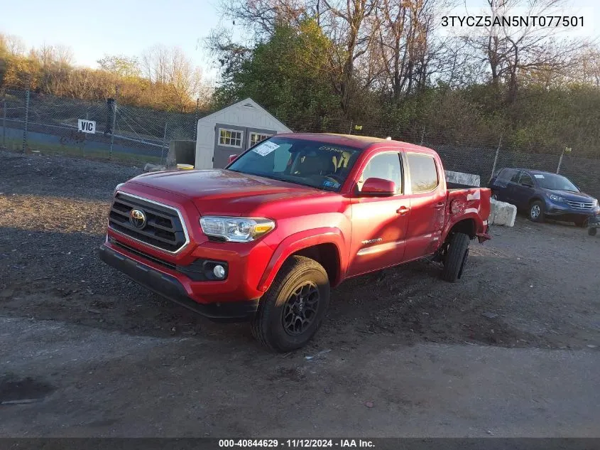 2022 Toyota Tacoma Sr5 V6 VIN: 3TYCZ5AN5NT077501 Lot: 40844629