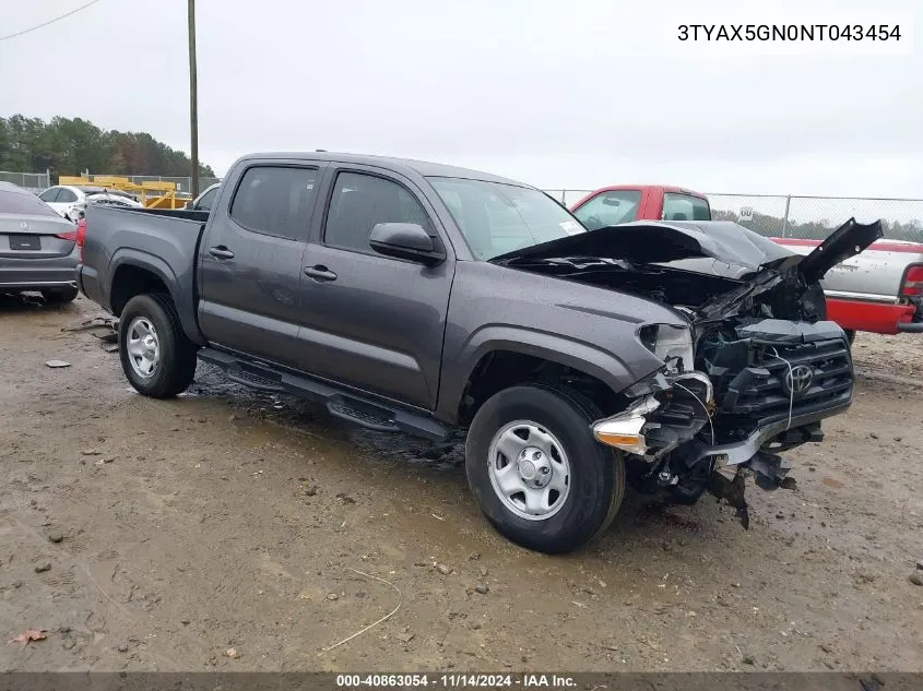 2022 Toyota Tacoma Sr VIN: 3TYAX5GN0NT043454 Lot: 40863054