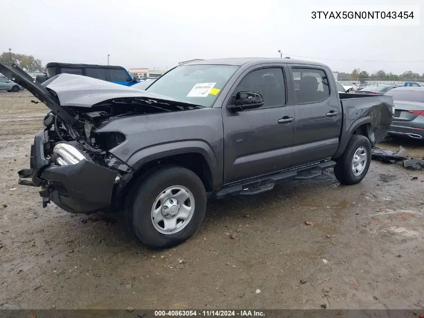 2022 Toyota Tacoma Sr VIN: 3TYAX5GN0NT043454 Lot: 40863054