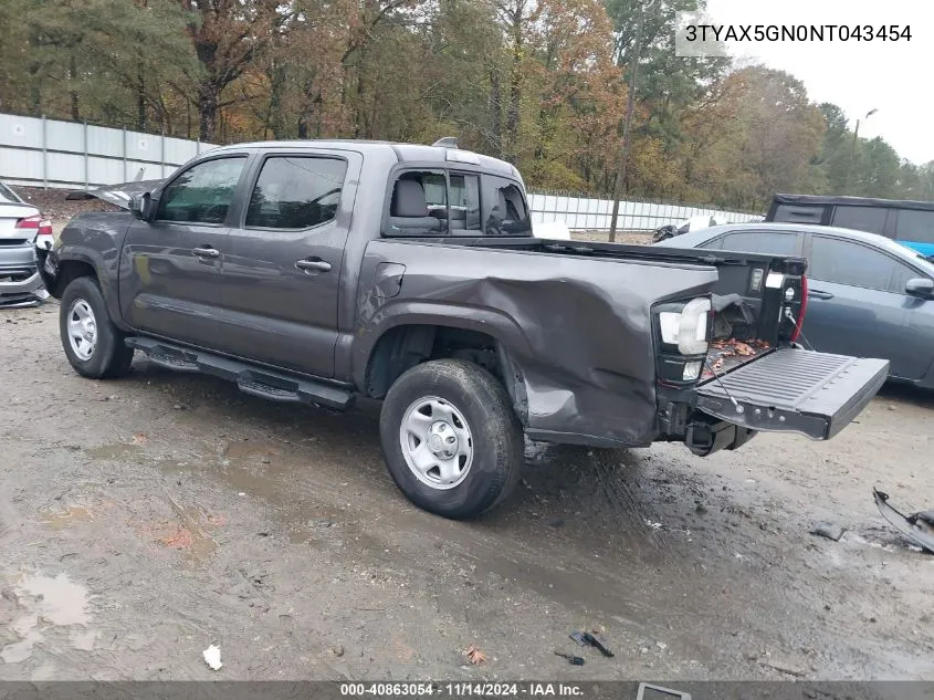 2022 Toyota Tacoma Sr VIN: 3TYAX5GN0NT043454 Lot: 40863054