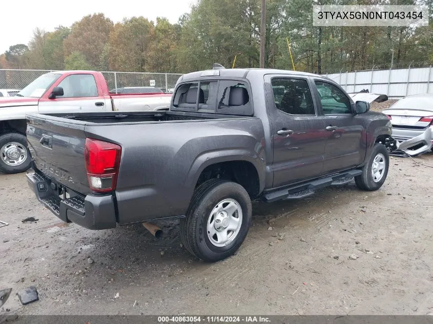 2022 Toyota Tacoma Sr VIN: 3TYAX5GN0NT043454 Lot: 40863054