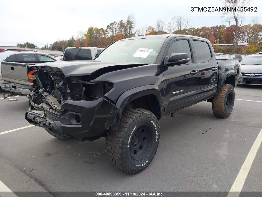 2022 Toyota Tacoma Sr5 V6 VIN: 3TMCZ5AN9NM455492 Lot: 40893359