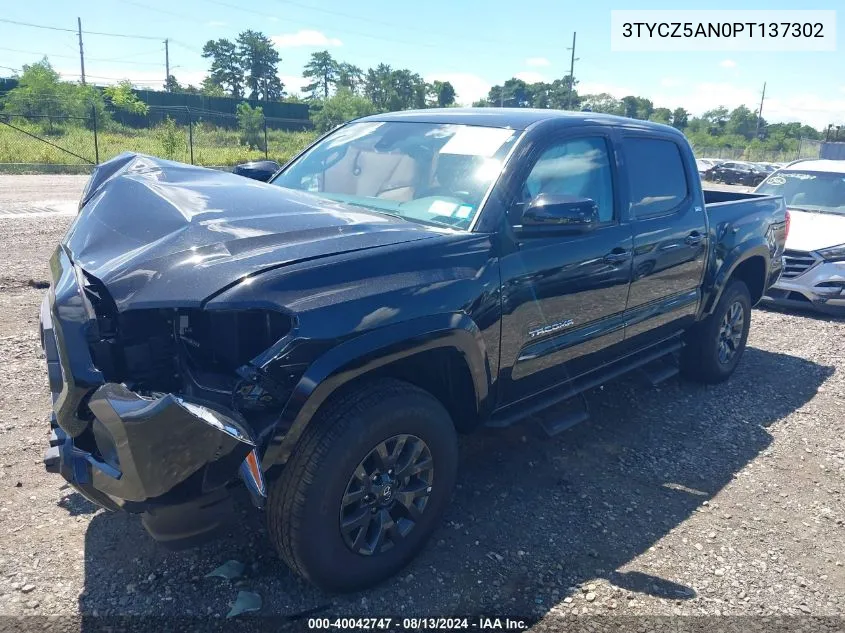 2023 Toyota Tacoma Sr5 V6 VIN: 3TYCZ5AN0PT137302 Lot: 40042747