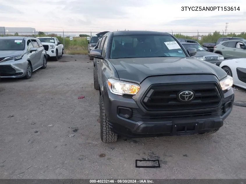 2023 Toyota Tacoma Sr V6 VIN: 3TYCZ5AN0PT153614 Lot: 40232146