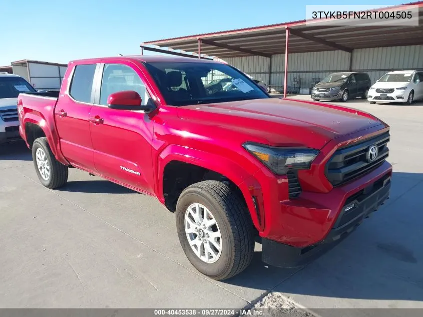 2024 Toyota Tacoma Sr5 VIN: 3TYKB5FN2RT004505 Lot: 40453538