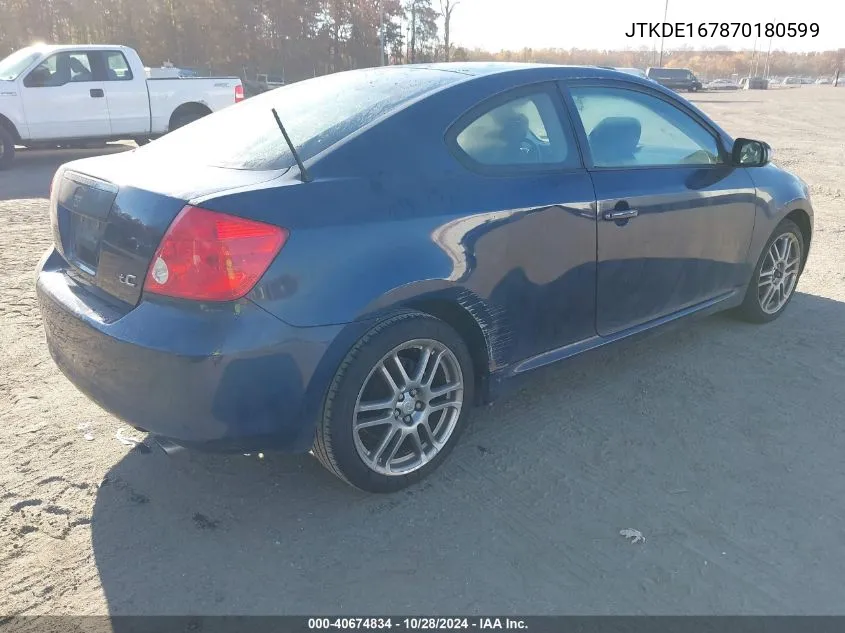 2007 Scion Tc VIN: JTKDE167870180599 Lot: 40674834