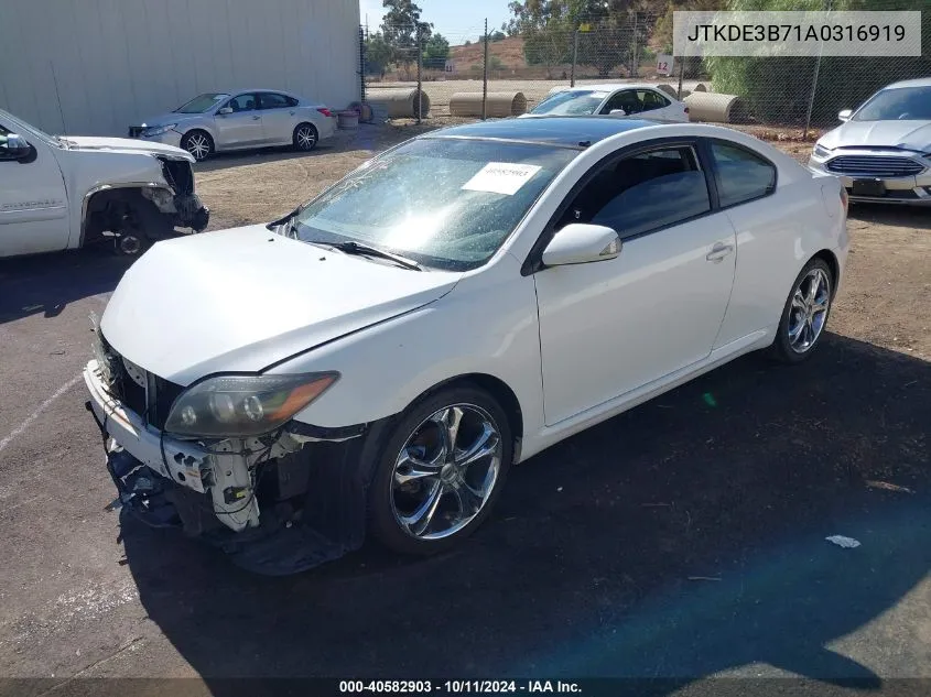 2010 Scion Tc VIN: JTKDE3B71A0316919 Lot: 40582903