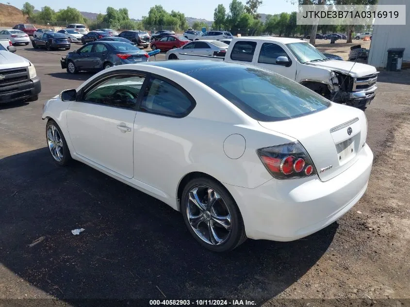 2010 Scion Tc VIN: JTKDE3B71A0316919 Lot: 40582903