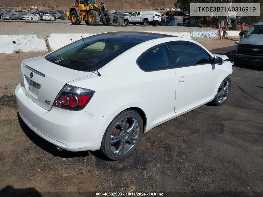 2010 Scion Tc VIN: JTKDE3B71A0316919 Lot: 40582903