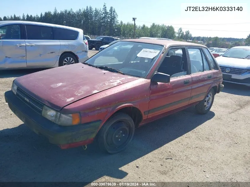 1989 Toyota Tercel Deluxe VIN: JT2EL32H6K0333140 Lot: 39878639