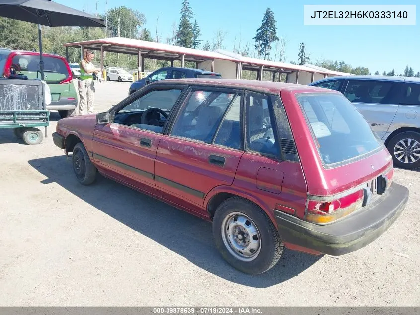 1989 Toyota Tercel Deluxe VIN: JT2EL32H6K0333140 Lot: 39878639