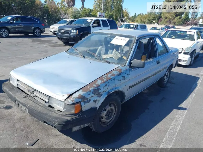 1989 Toyota Tercel VIN: JT2EL31D4K0451055 Lot: 40671373