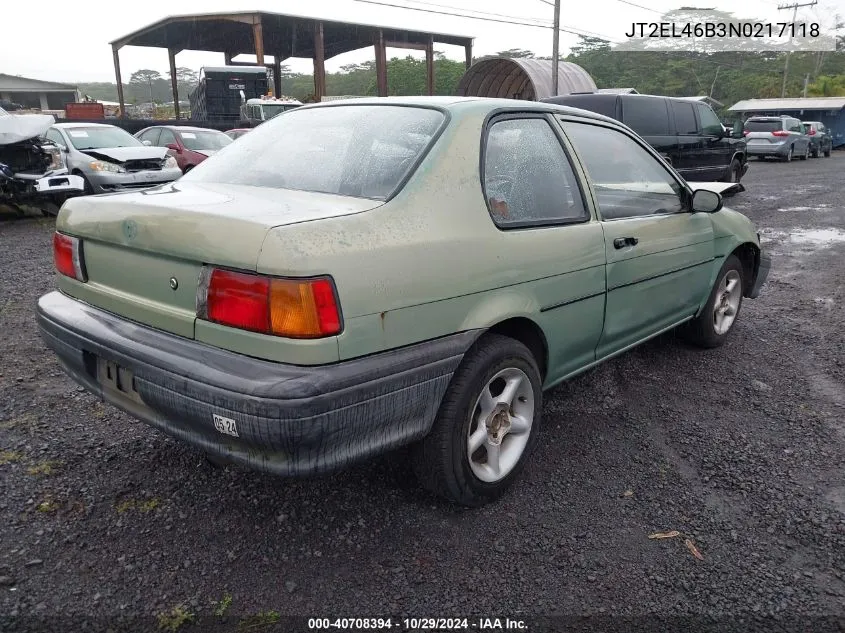 1992 Toyota Tercel Std VIN: JT2EL46B3N0217118 Lot: 40708394