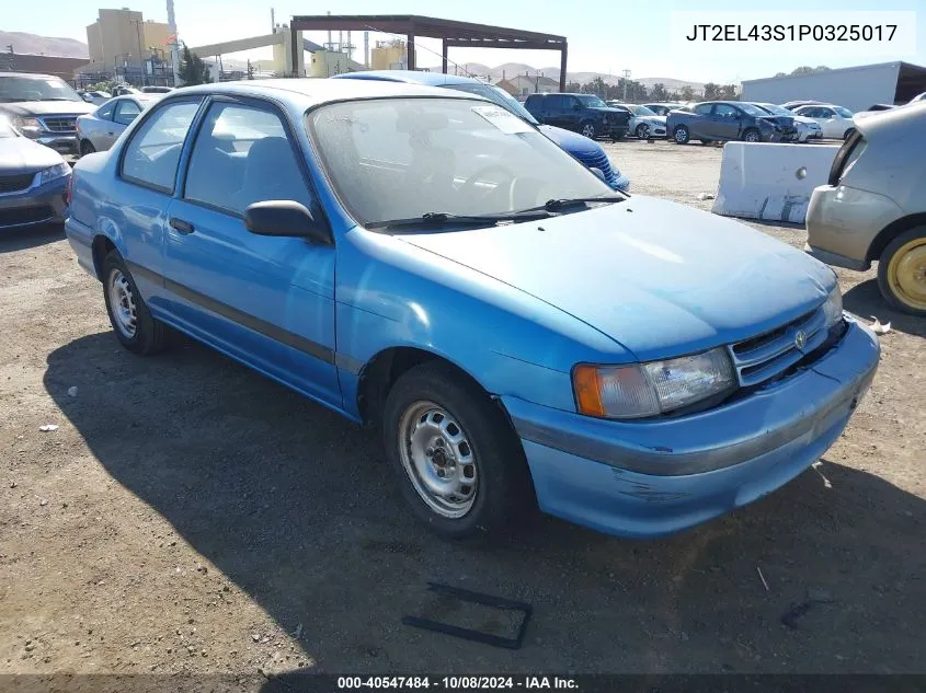 1993 Toyota Tercel Dx VIN: JT2EL43S1P0325017 Lot: 40547484