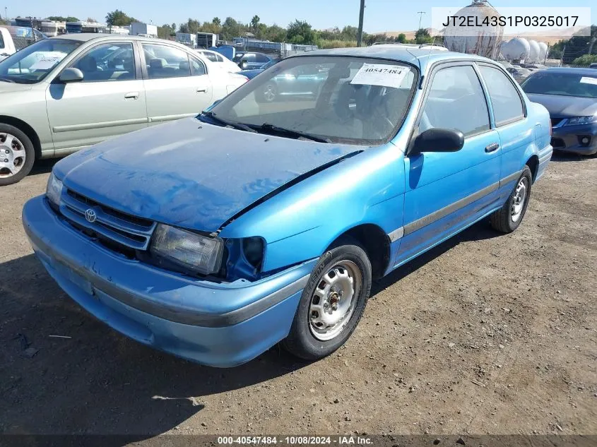 1993 Toyota Tercel Dx VIN: JT2EL43S1P0325017 Lot: 40547484