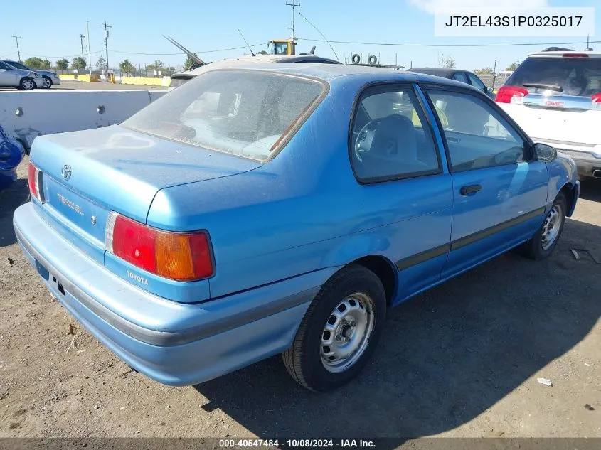 1993 Toyota Tercel Dx VIN: JT2EL43S1P0325017 Lot: 40547484